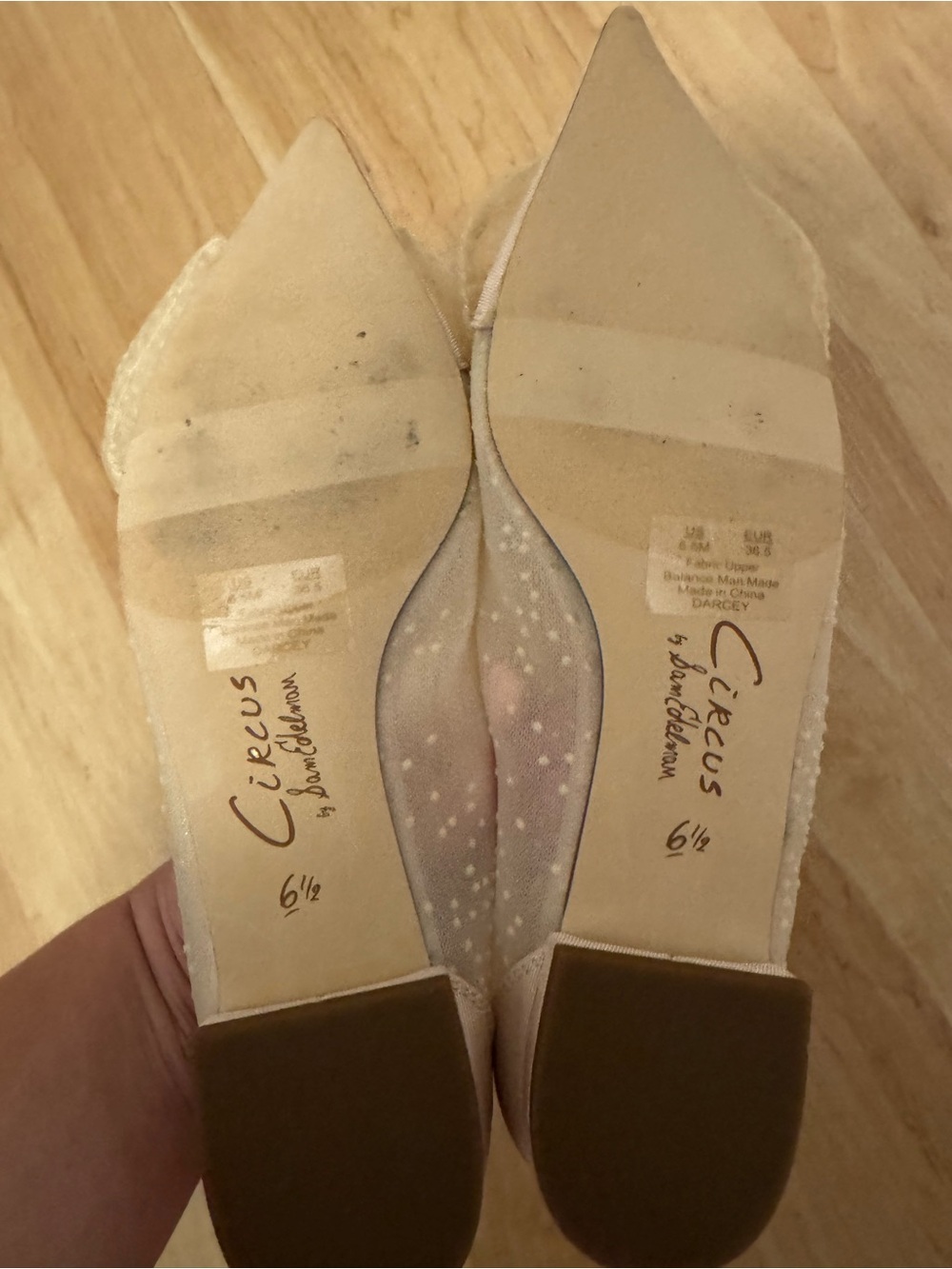 NWOT Circus Sam Edelman Ivory Bow Mesh Pointed Flats Size 6.5 - Picture 6 of 6